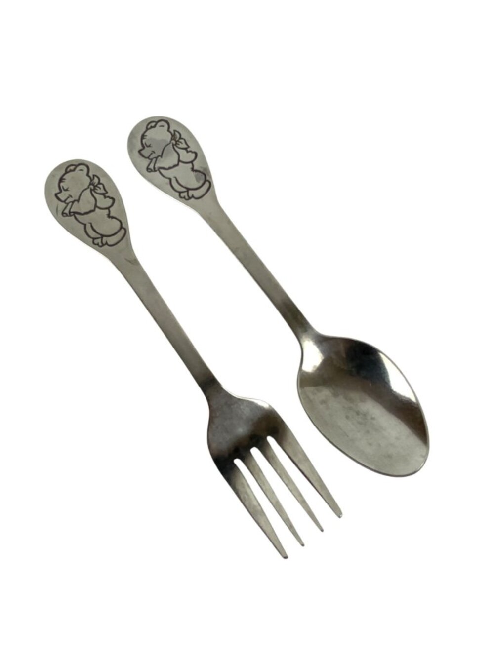 Tommee Tippee Bear Youth Fork Spoon Set Stainless Vintage Made In Korea